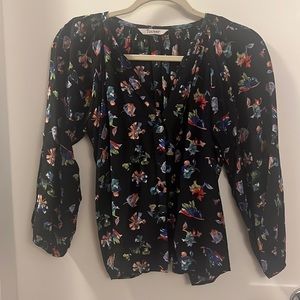 Tucker silk floral blouse